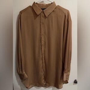 Banana Republic Women’s Long Sleeve Button Front Blouse Size M – Camel Tan